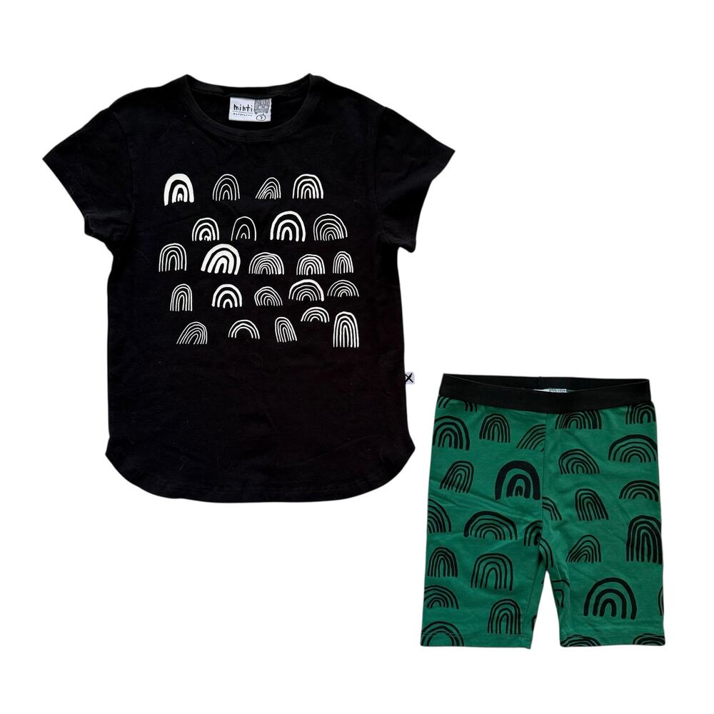 Minti Rainbow Bike Shorts and Tee Outfit Size 7